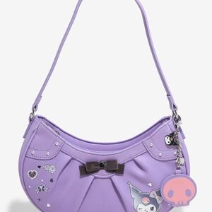 Her Universe Kuromi Lavender Shoulder Bag with Mirror Keychain